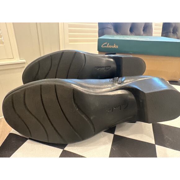 Clarks Women's Ingalls Nile Boot Size 8 N Block Heel Black Leather Suede Bootie - Picture 7 of 7